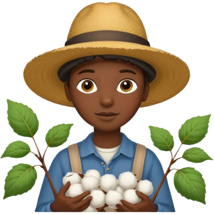 Black person picking cotton emoji