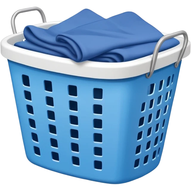 white LAUNDRY BASKET WITH FOLDED blue CLOTHES emoji