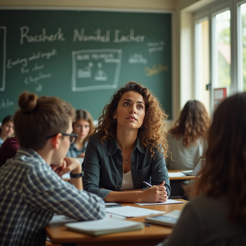 exhausted teacher in a bustling classroom emoji