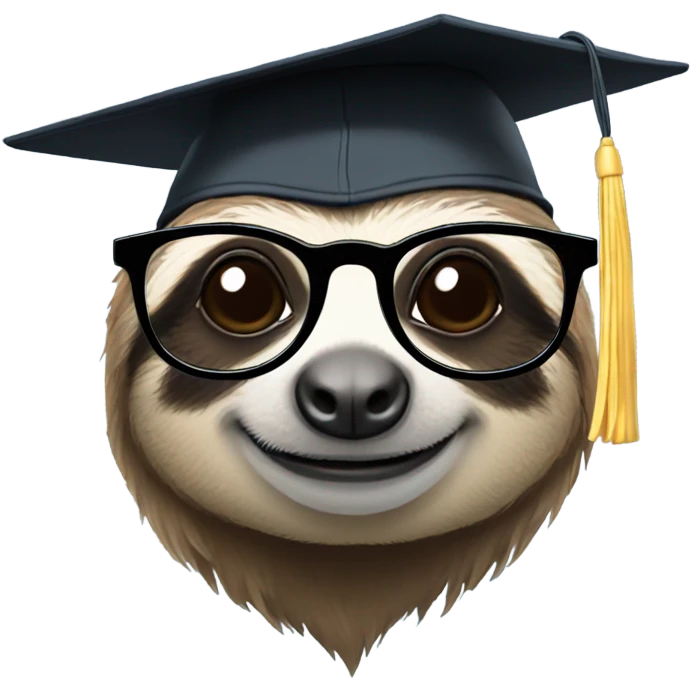 Sloth with glasses and graduation hat emoji
