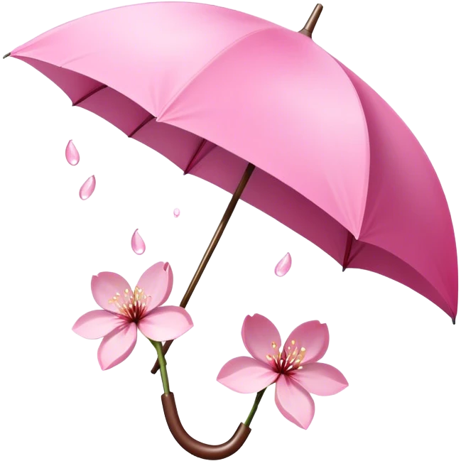 ☂️🌸Two cherry blossoms dropped from a pink umbrella emoji