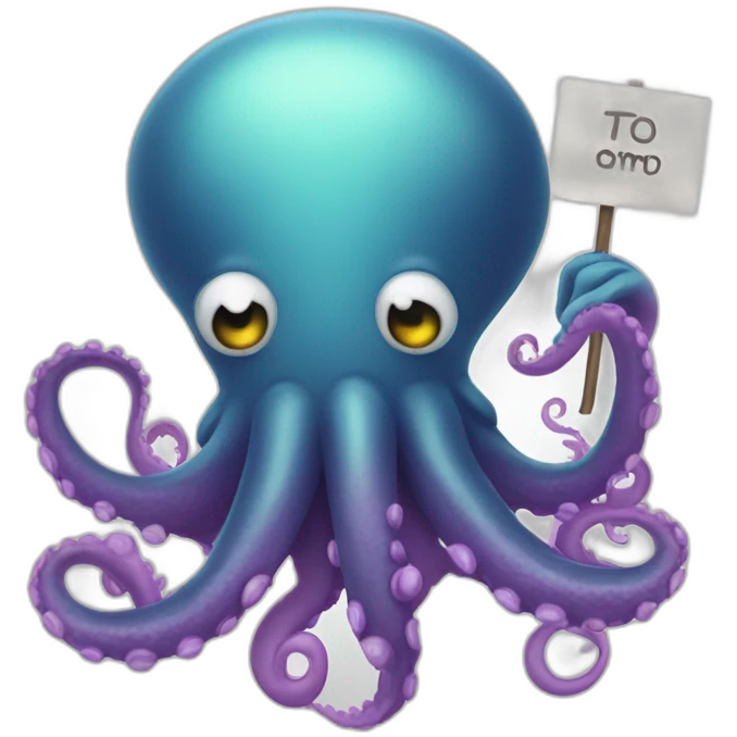 Cute kraken Holding a Sign in his tentacles emoji