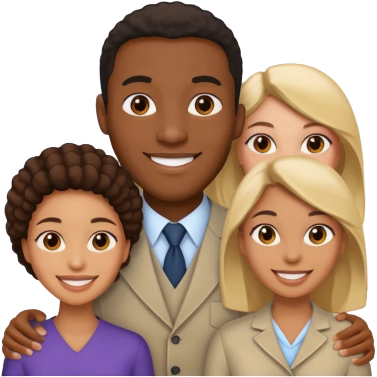 Black man with two women emoji