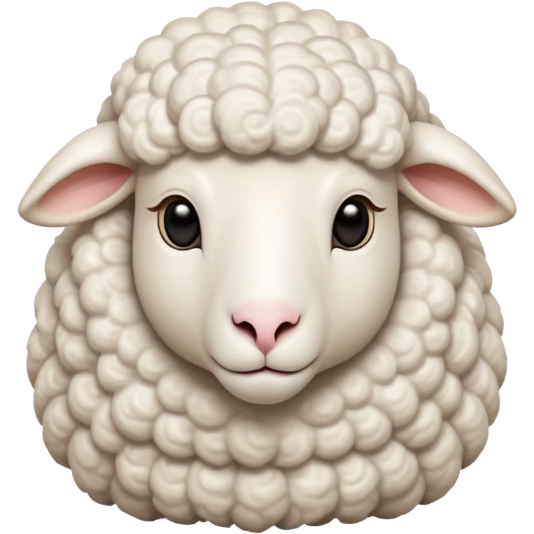 Cinematic Noble Sheep Portrait Emoji, Poised and regal, with a large, sturdy build and a luxuriously fluffy, well-groomed white fleece, deep-set soulful gentle eyes, Simplified yet sharp and sophisticated features, highly detailed, glowing with a soft, dignified glow, high shine, intelligent and calm, stylized with an air of pastoral majesty, focused and attentive, soft glowing outline, capturing the essence of a watchful and confident sheep, so majestic it feels as though it could amble out of the screen with effortless authority! emoji