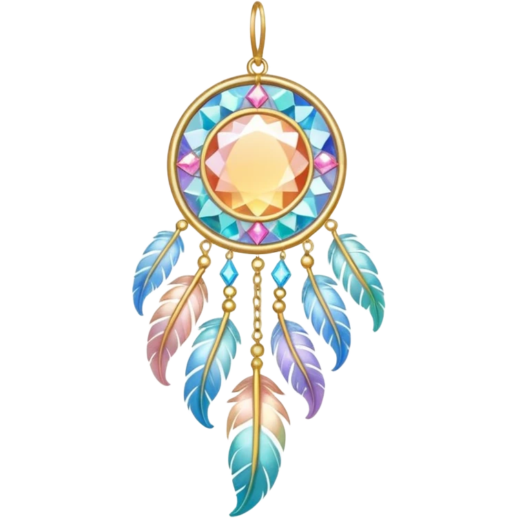 Pastel shiny glittery sparkly crystal feathery suncatcher emoji