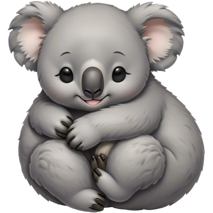 Meme-Worthy Cute Sleeping Koala Portrait Emoji, Head resting peacefully with a contented smile, showcasing a cuddly build and a luxuriously soft grey fur, eyes shut in a serene, restful snooze, Simplified yet hilariously adorable features, highly detailed, glowing with a soft, drowsy light, high shine, relaxed and utterly lovable, stylized with an air of playful laziness, bright and heartwarming, soft glowing outline, capturing the essence of a comically sleepy koala, so meme‐worthy it feels like it could instantly become the next viral sensation of adorable slumber! emoji