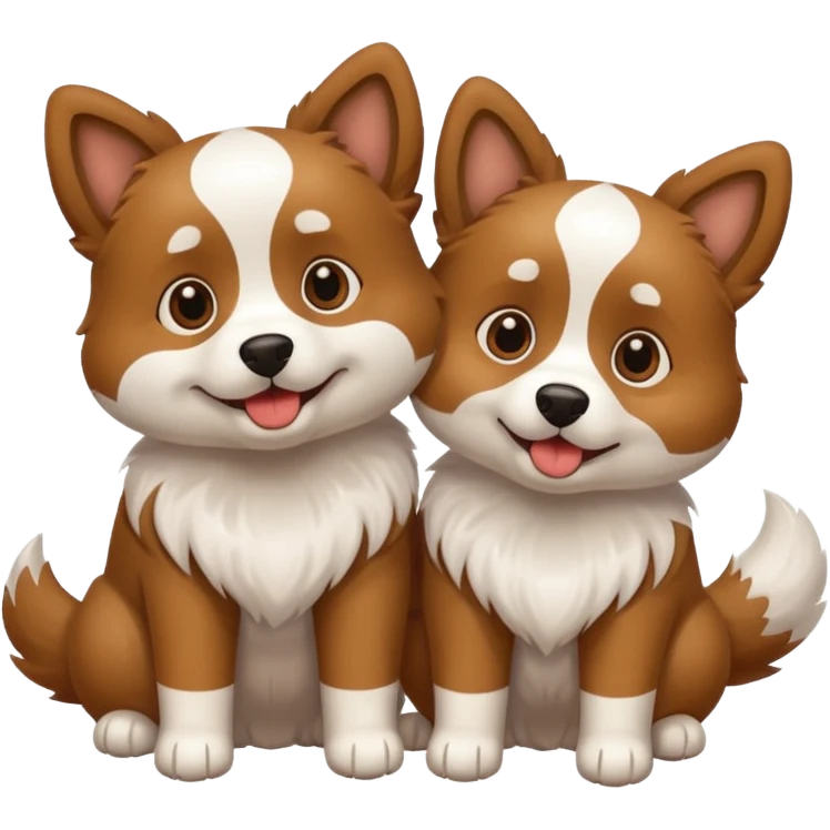 two dogs, with emoji