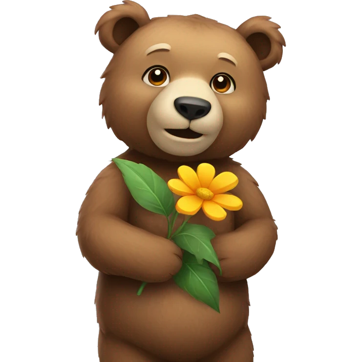 bear holding a flower  emoji