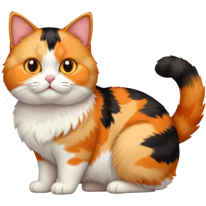 full body calico cat with small head and short but chubby body emoji