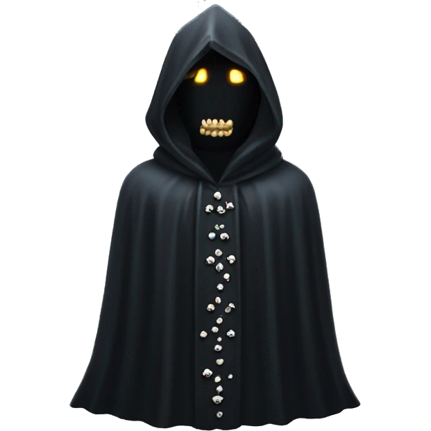 empty black crystal magical robes covered with tiny skulls emoji