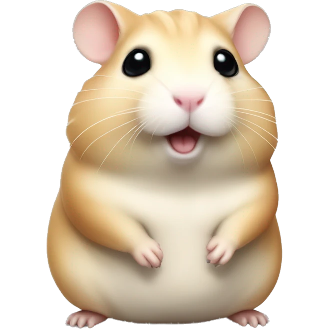 realistic fat chubby beige hamster standing on its hind legs with black eyes and whiskers emoji