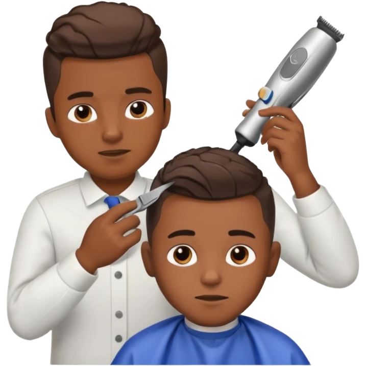 Barber cutting boys hair emoji
