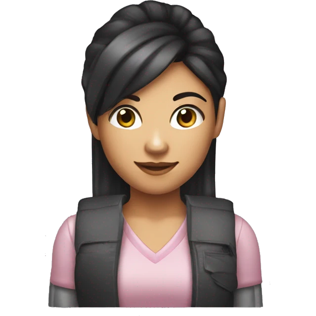  haired dark hair light skin girl playing nintendo ds emoji