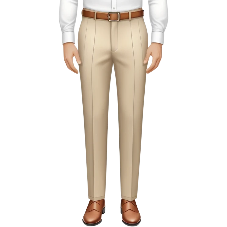 beige dress pants with only white vertical stripes, no horizontal lines, formal trousers with cuffed hem, pinstripe pattern, no grid or checks, isolated garment only emoji