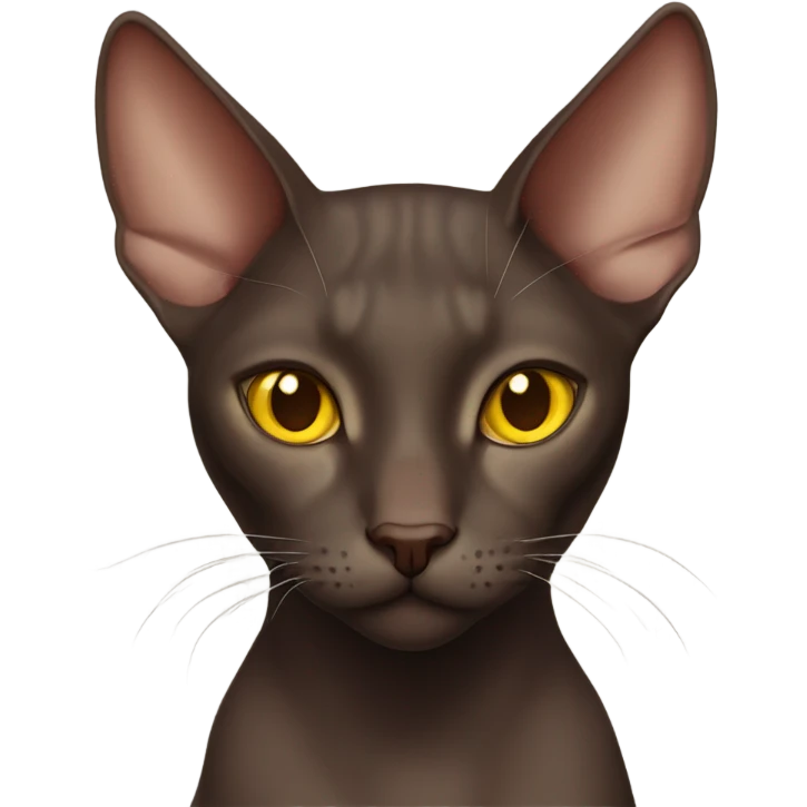 Chocolate oriental cat with yellow eyes emoji