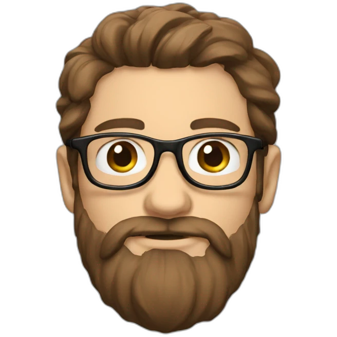 guy with very tall beard and side brown hair and glasses emoji