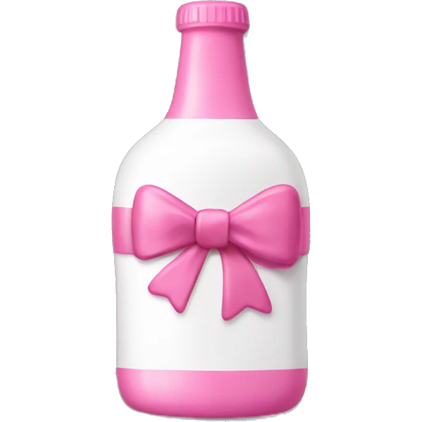 Pink and white bottle with a bow as the logo emoji