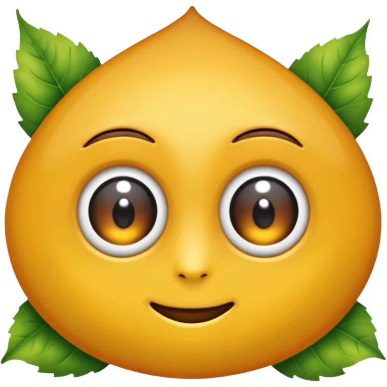emoji, feuille d'érable couleur vermeille, deux yeux ronds noirs brillants emoji