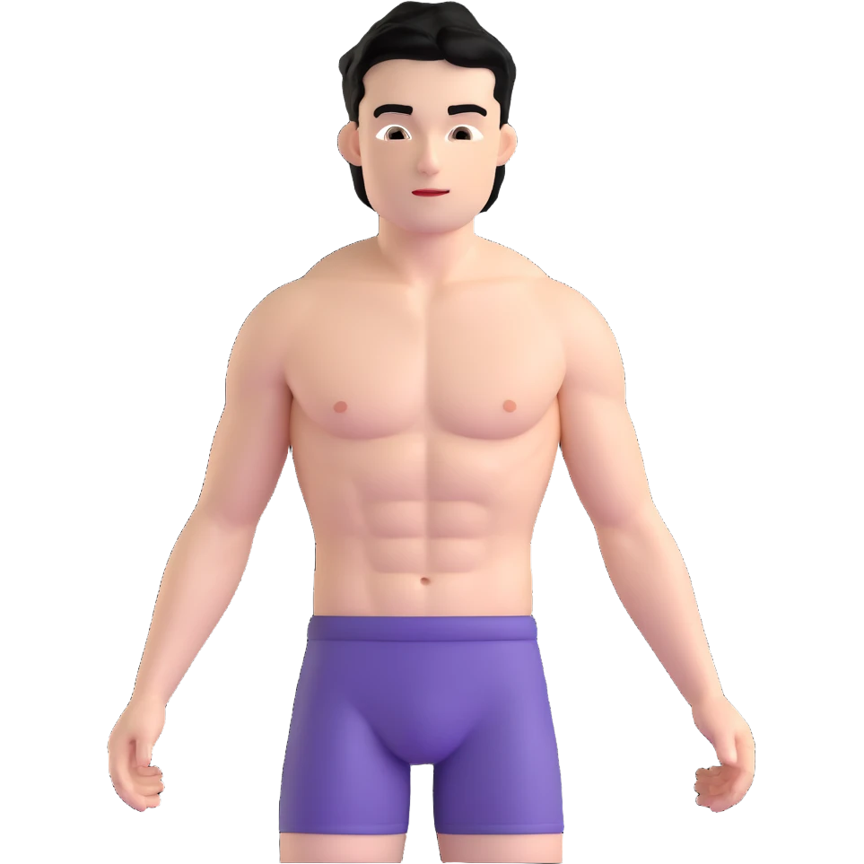shirtless male athlete with white skin and slightly wavy black hair on top with shaved sides emoji