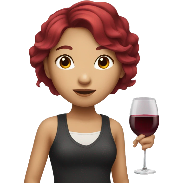 asian girl with wine red hair  emoji