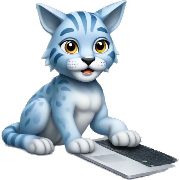 A blue lynx with a laptop emoji