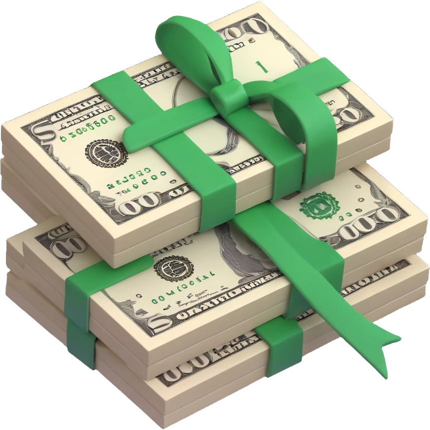 A bundle of dollars emoji