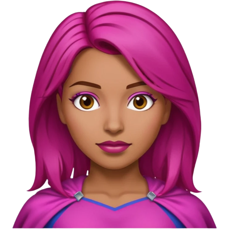 Latina superwoman with brown hair roots and fuchsia hair emoji