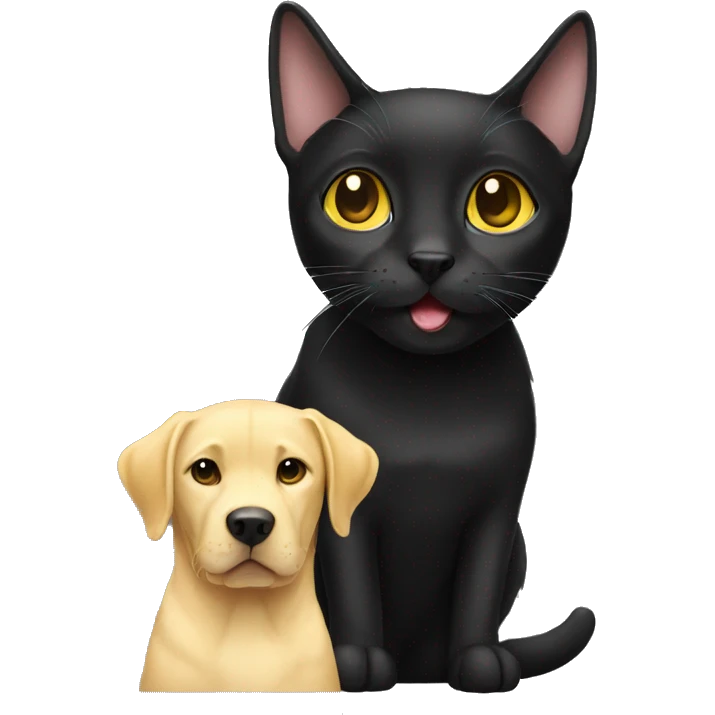 Black cat with yellow lab emoji
