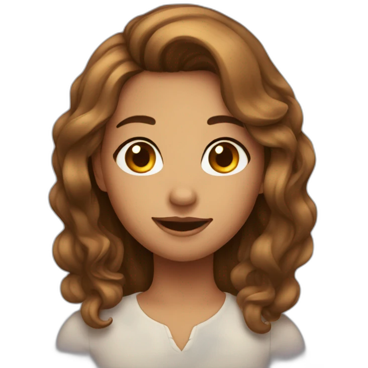 girl, with hair, a little wavy and long, a little tanned, brown eyes. emoji