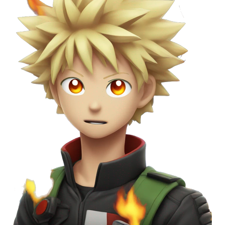 anime Bakugou Katsuki with fire  emoji