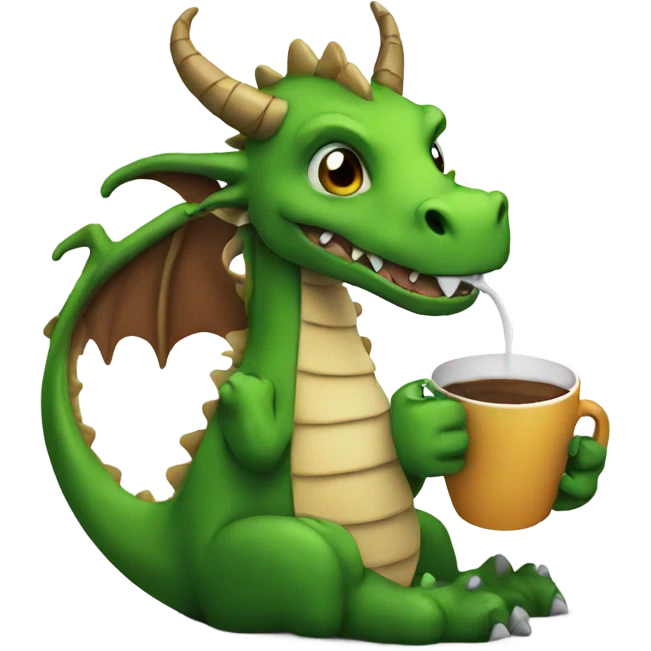 Dragon drinking coffee emoji