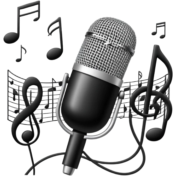 R&B music songlist icon with microphone and musical notes emoji