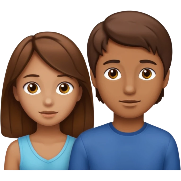 a girl with brown hair and tan skin with a boy with brown hair   emoji