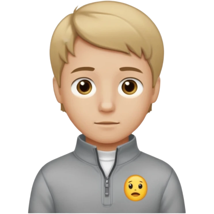 boy with dark blonde hair middle part with a quarter zip and a ' overhemd' underneath emoji