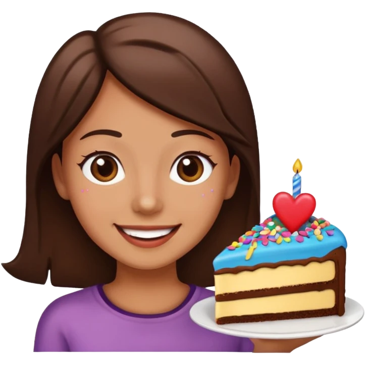smiling face with heart eyes next to a slice of cake emoji