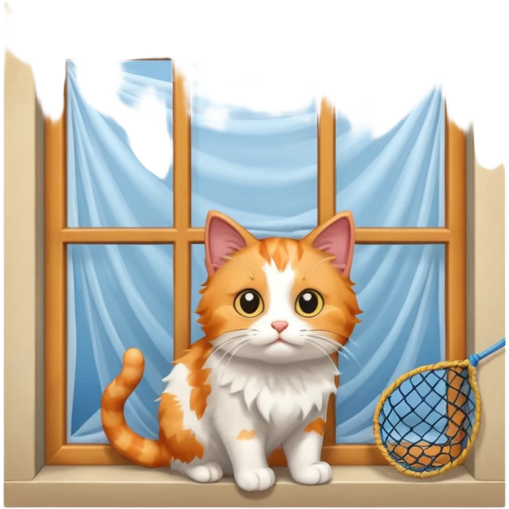 cat trying to go to a window with nets on the window emoji