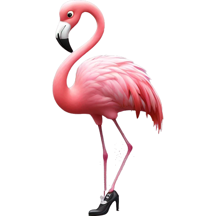 Flamingo with tap dancing shoes emoji