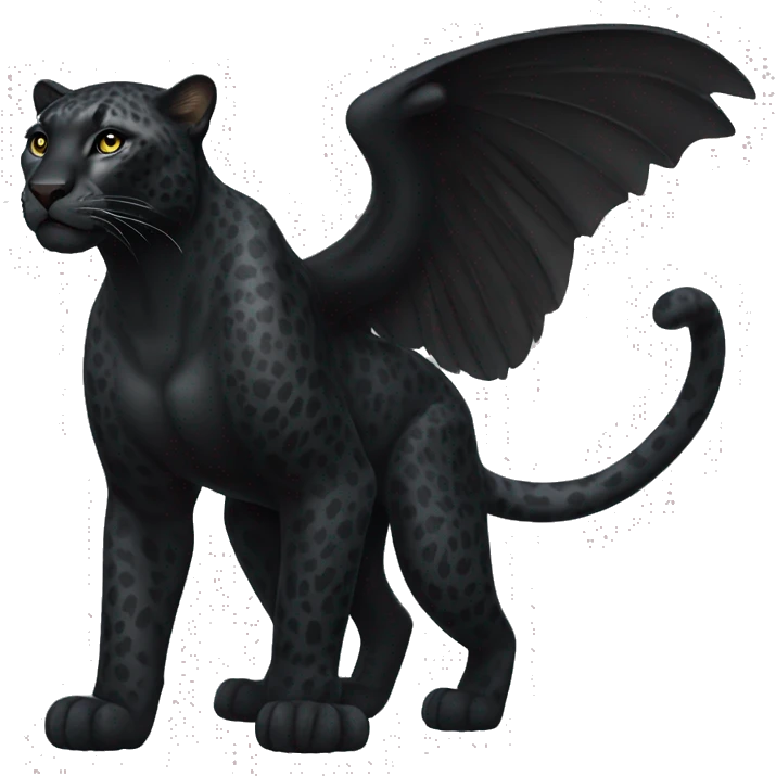 realistic winged black leopard emoji