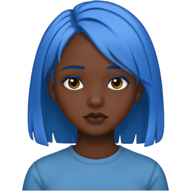 blue hair girl dark skin, old style art emoji