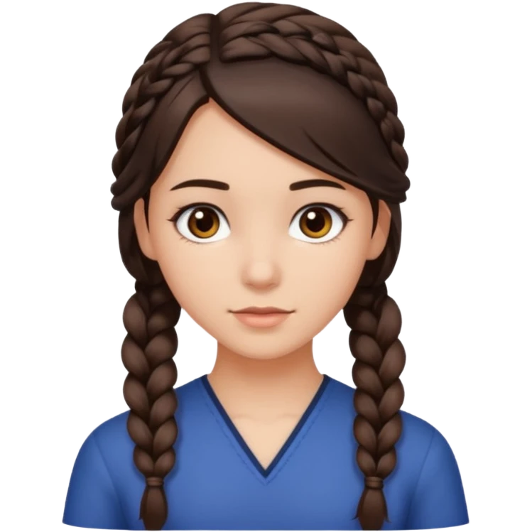 Draw me a brunette girl, with medium-length hair, dark brown eyes, and a side braid emoji