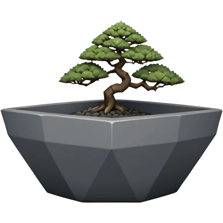 Empty(no tree in it) bonsai pot with triangular angular faceted asymmetrical original shaped body  emoji