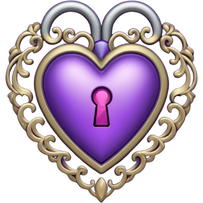 gothic heart with ornate keyhole and purple accents emoji