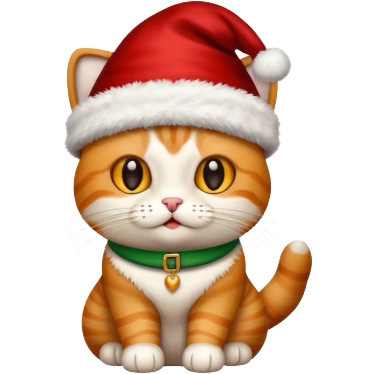 Un gato con gorro navideño Cara feliz Para El día de Navidad emoji
