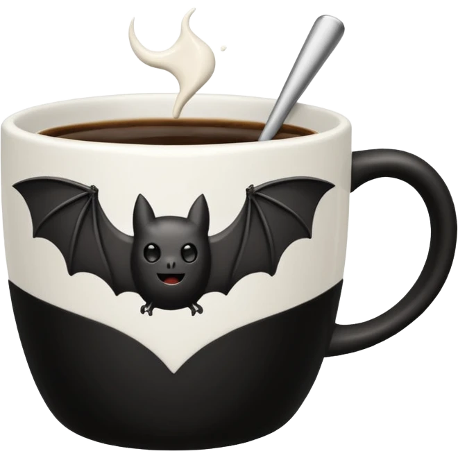 a coffeecup with a bat on it emoji
