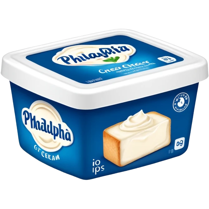 a block of PHILADELPHIA Cream Cheese with the packaging emoji