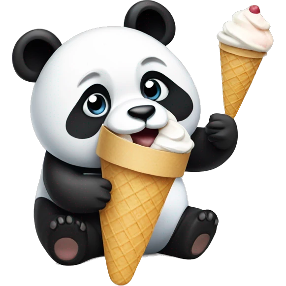 Panda eating ice cream emoji