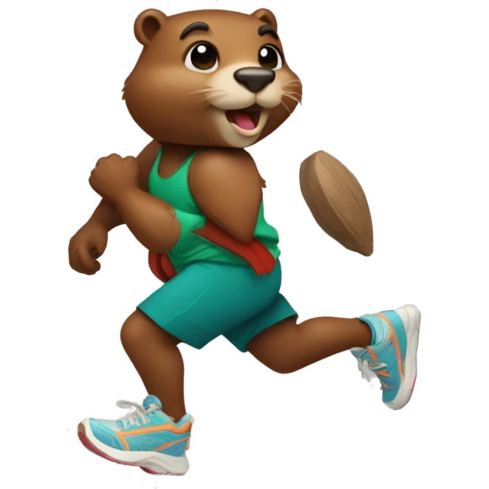 Running beaver in sneakers  emoji