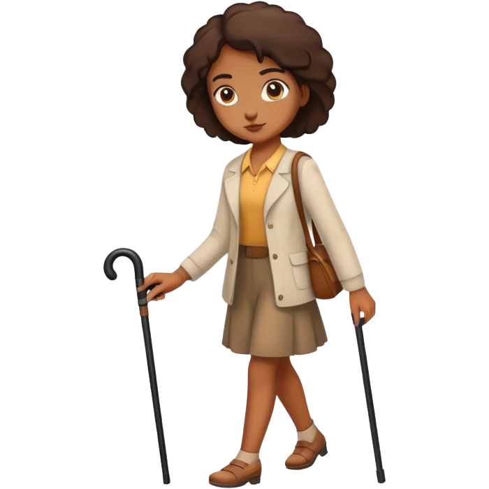  brown girl walking with a cane emoji