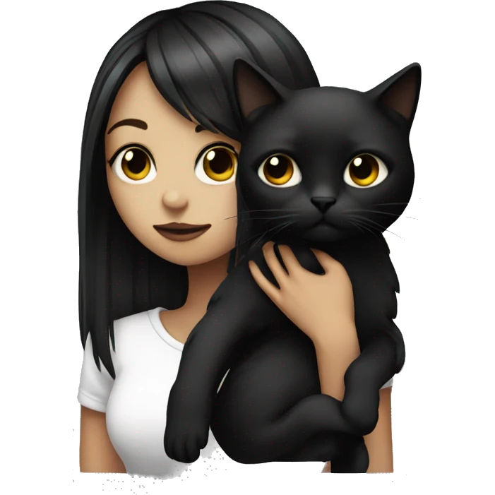 A emo girl holding a black cat emoji