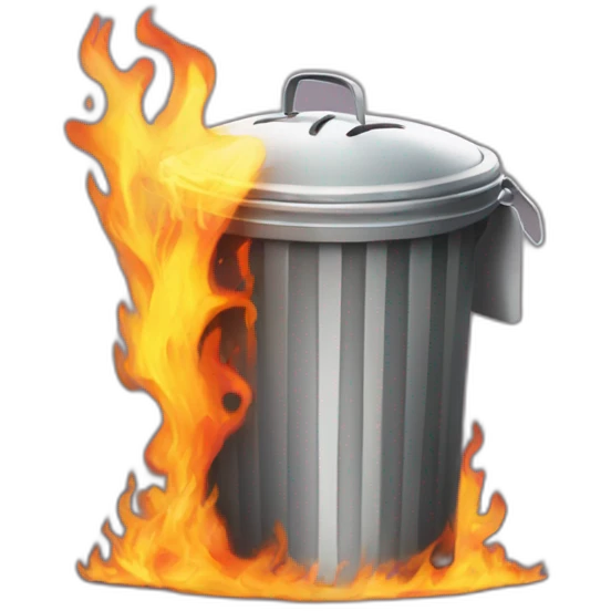 trash can on large fire emoji